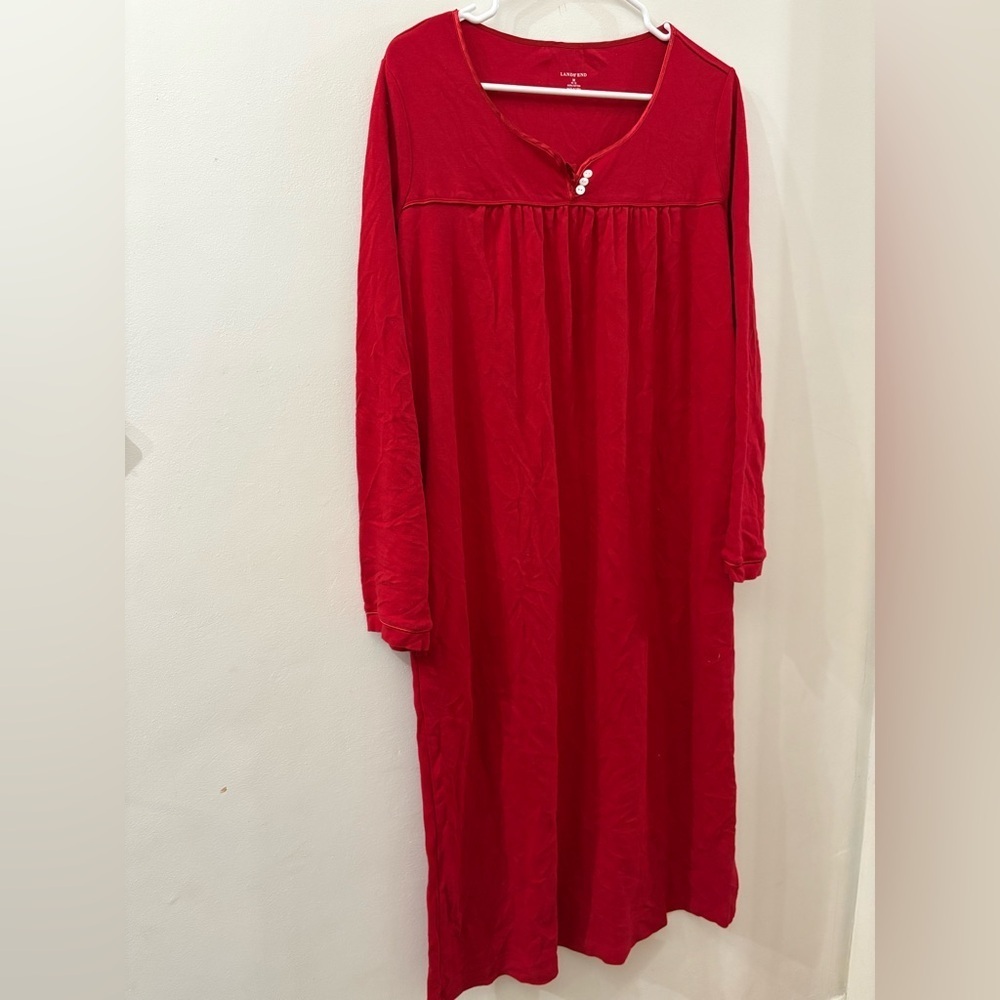 Lands' End Vibrant Red Cotton nightgown - medium - 100% cotton